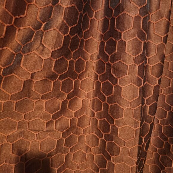 Set of 2 West Elm Honeycomb Jacquard Curtains, Burnt Copper - Picture 2 of 4